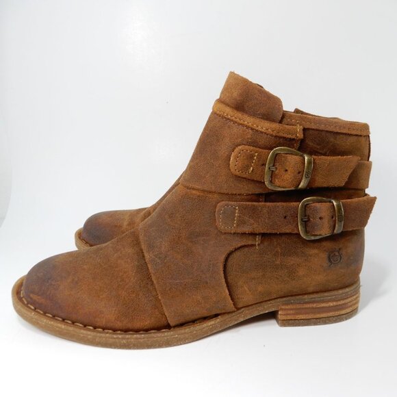 Born Moraga Ankle Boots Size 7 Brown Suede Leather Buckle Zip Boho Comfort NEW - Picture 5 of 11